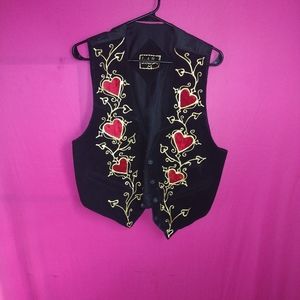 Will you be My Valentine Vintage 90s Suede heart vest/Gothic Alice in Wonderland